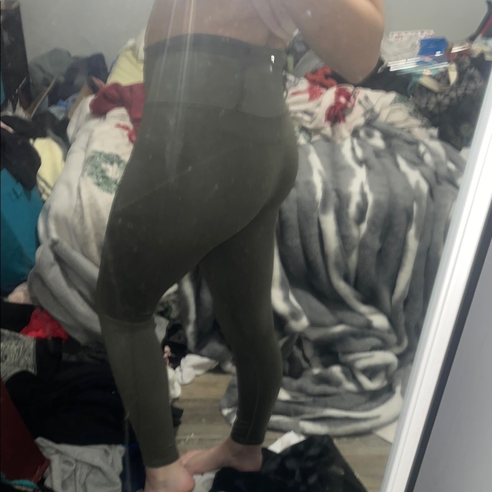 Olive Green High-Waisted Leggings